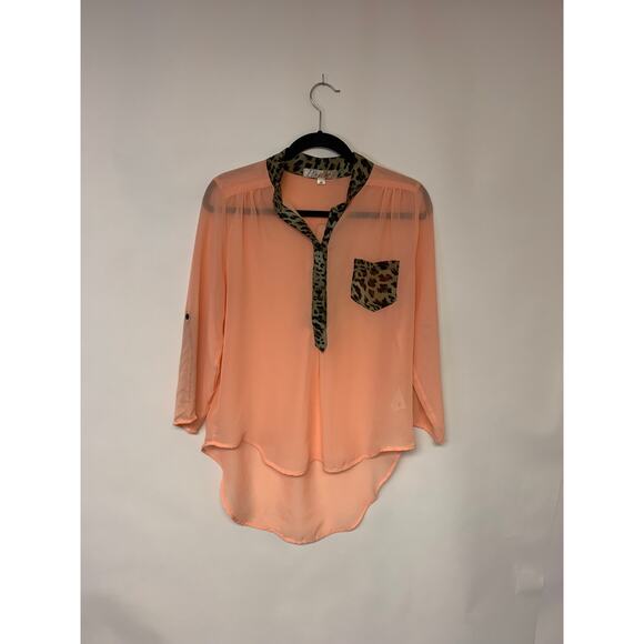 Penelope Tops - Penelope Blouse Sheer Animal Print Whimsical Feminine Timeless 80s Womens SZ M